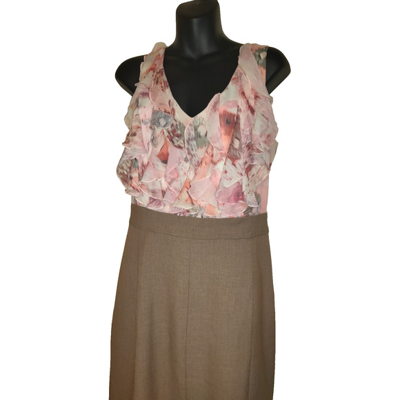 New York And Company Dress Womens LARGE Chiffon Ruffles Sleeveless Summer Classy - Picture 4 of 16